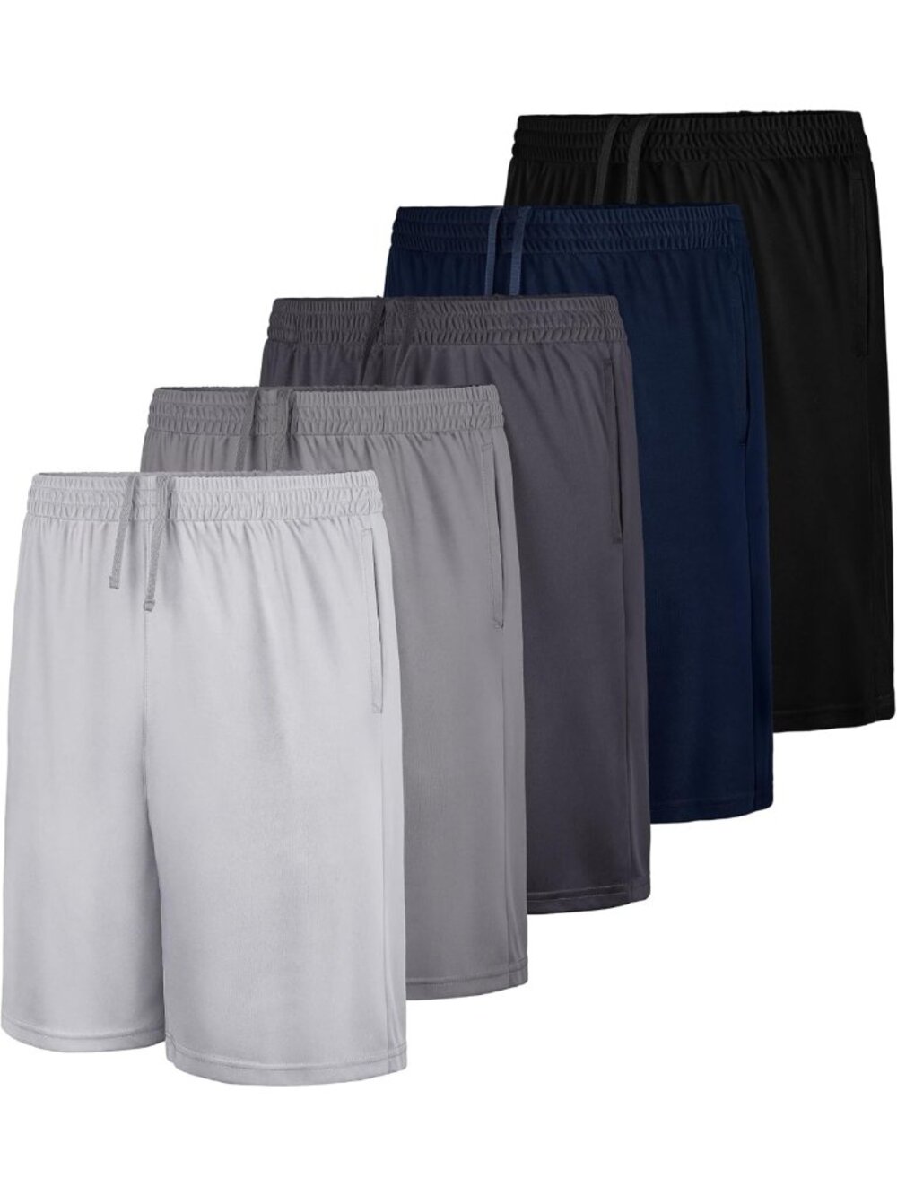 5 Pack Boys Athletic Shorts Basketball Soccer Dry-Fit Shorts with Pockets